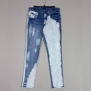 Purple Brand Jeans 36 Split Bleach Wash Designer Statement Denim Pants